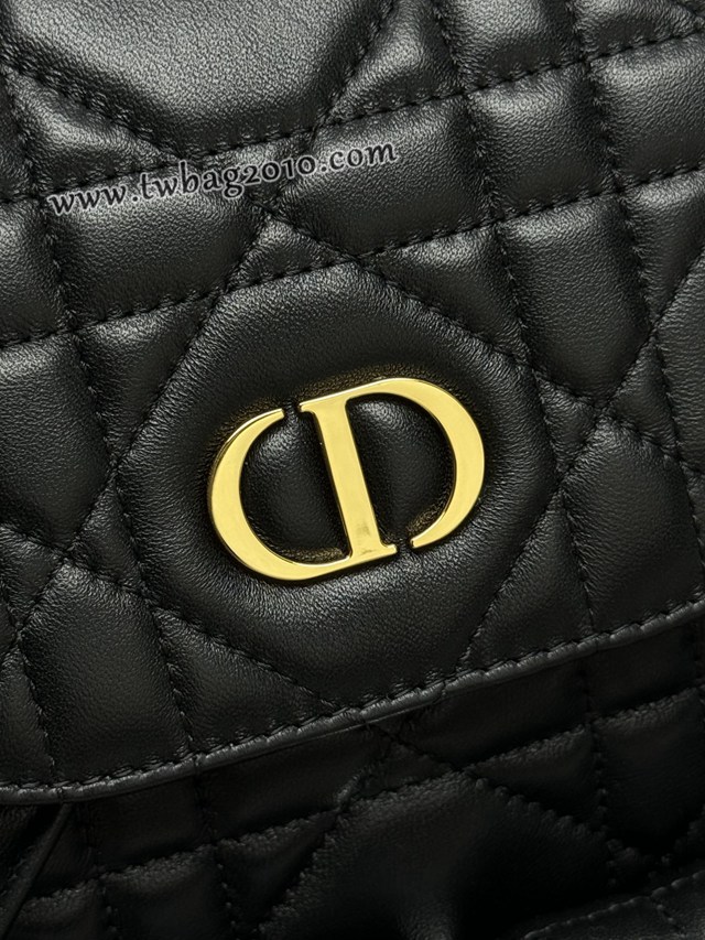 Dior专柜新款迪奥顶级原单Caro大号双肩背包黑色羊皮革超大藤格 djfk1071
